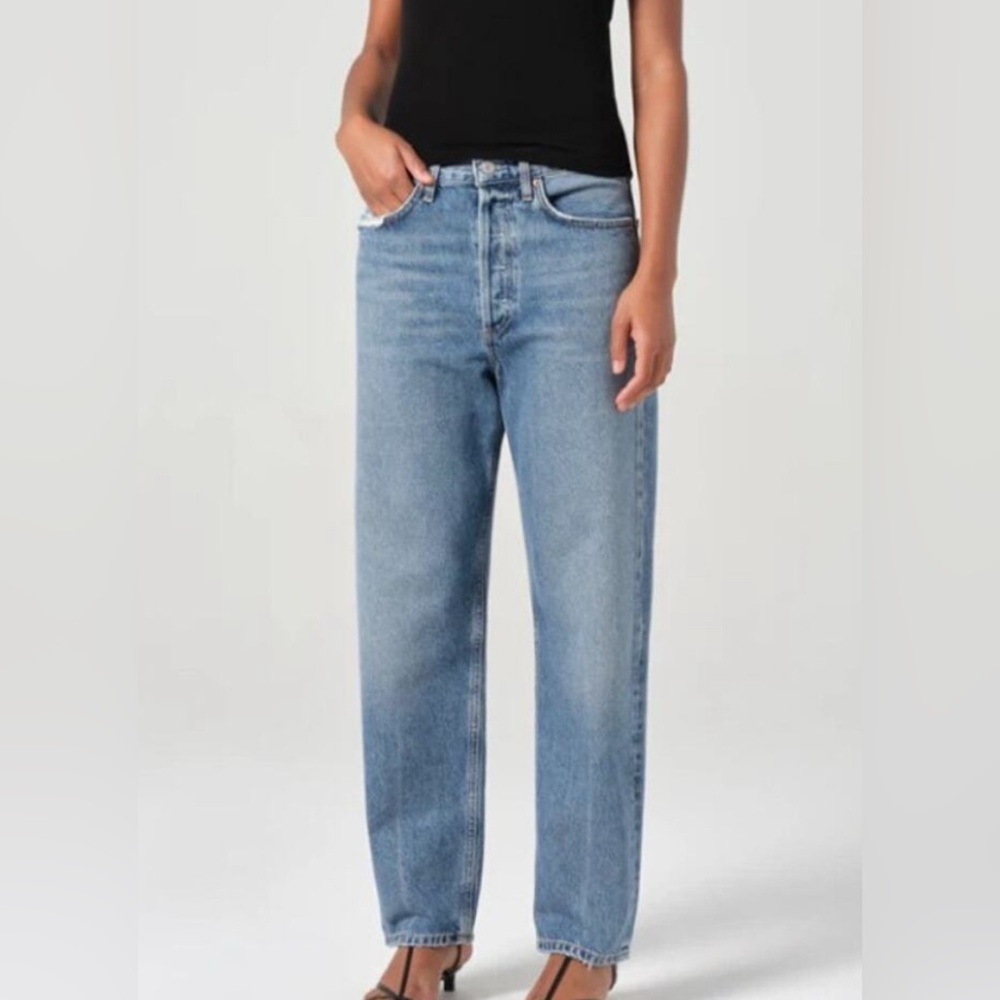 AGOLDE 90s High Rise Straight Leg Jeans 27 Organic Cotton Blend Stretch Denim